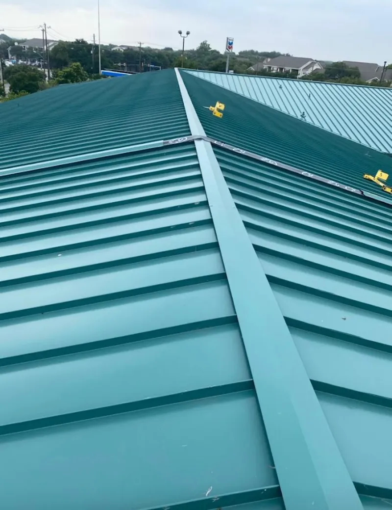 Green commercial metal roof ridge and valley for Metal Roof Repair in Mission Viejo